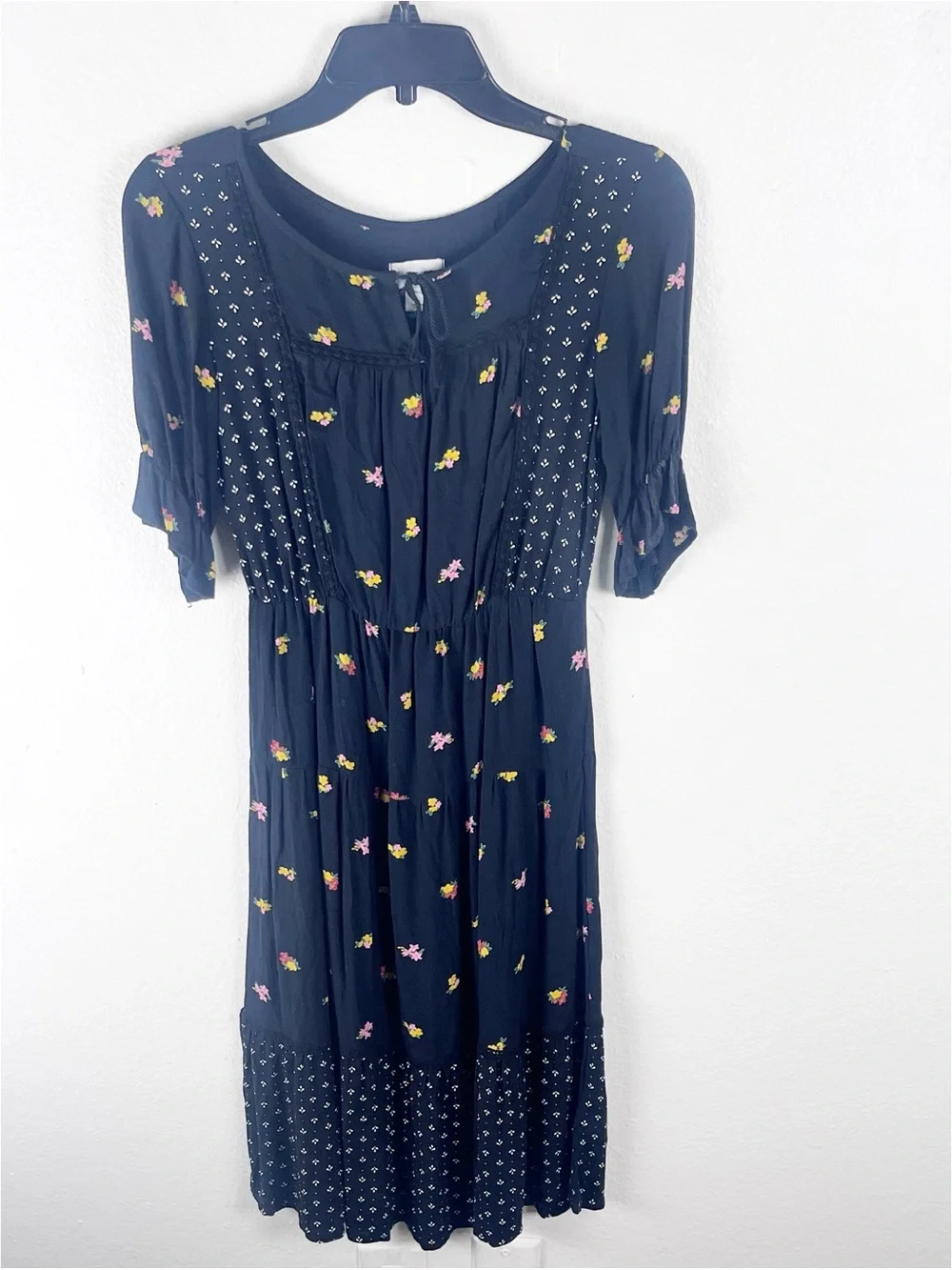 OLD NAVY Black Floral Mixed Prints Girls Dress Size Large